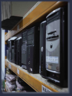 Organised shelves of replacement electronic components for sourcing and repairs