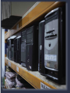 Organised shelves of replacement electronic components for sourcing and repairs